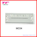 Silver Zinc Alloy Garment Label